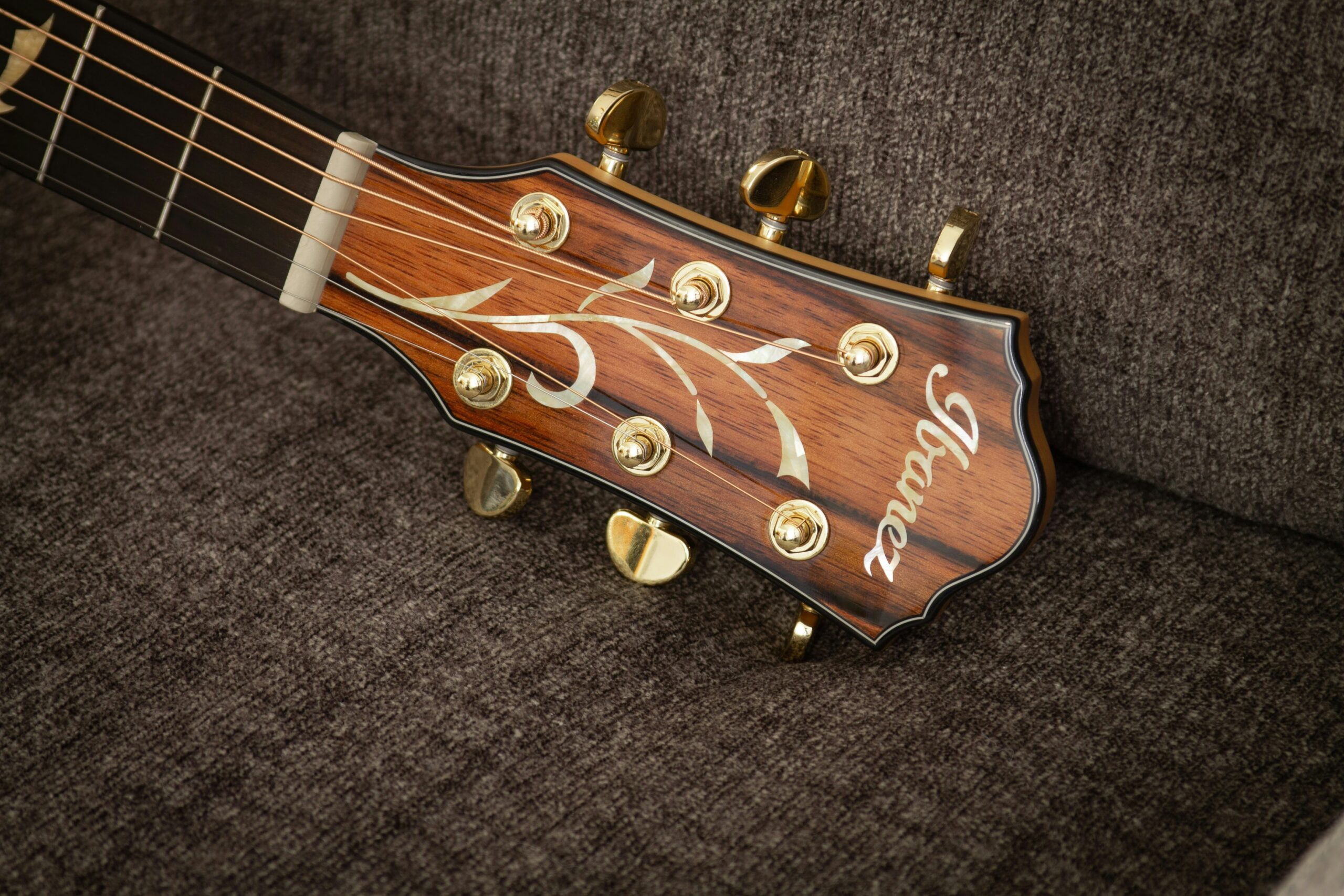 An Ibanez guitar headstock