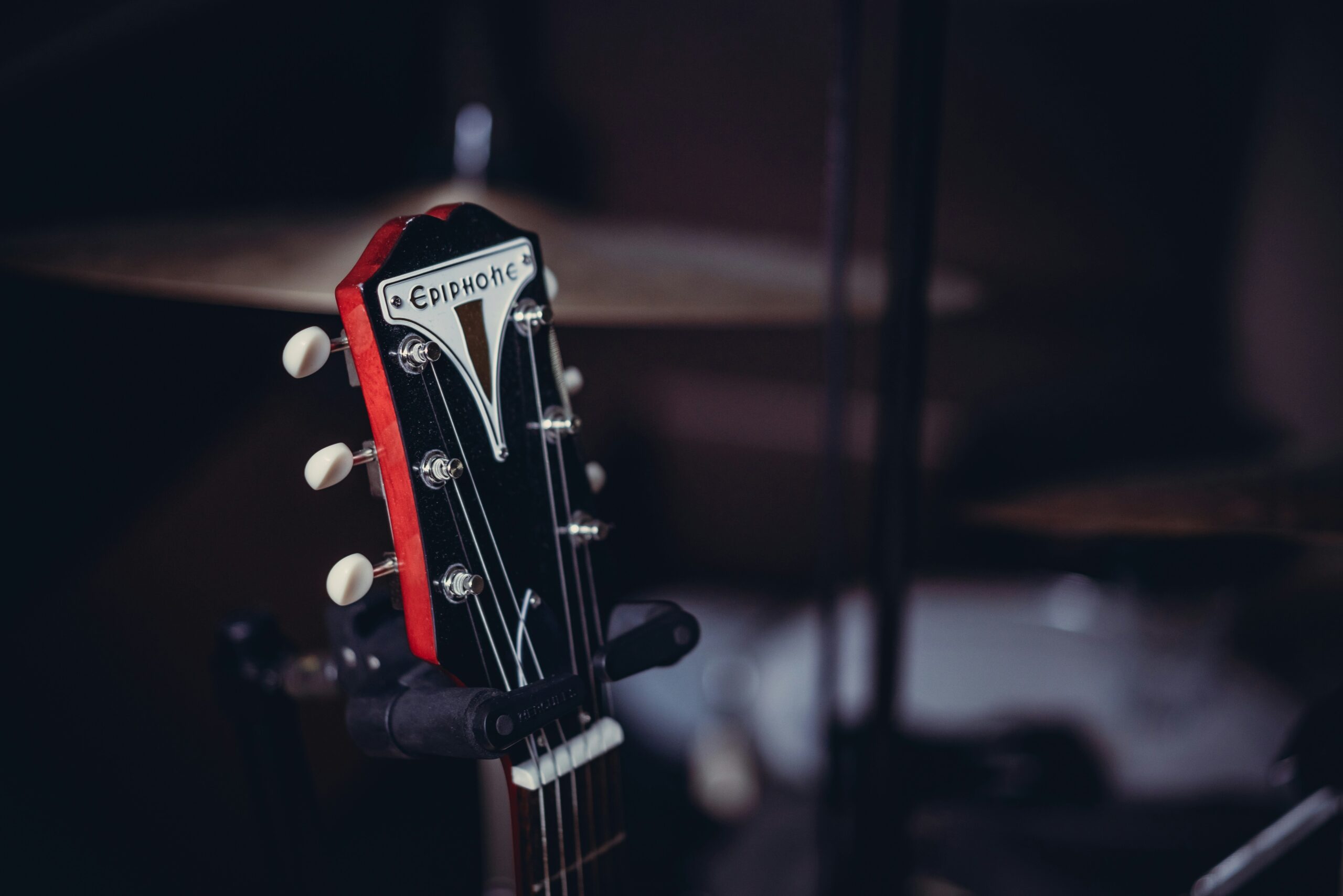 An Epiphone guitar headstock