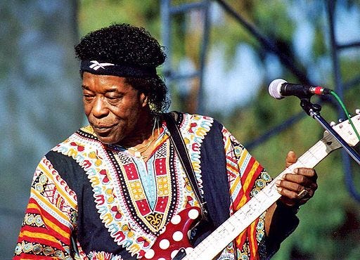 Buddy Guy playing one of his polka-dot guitars