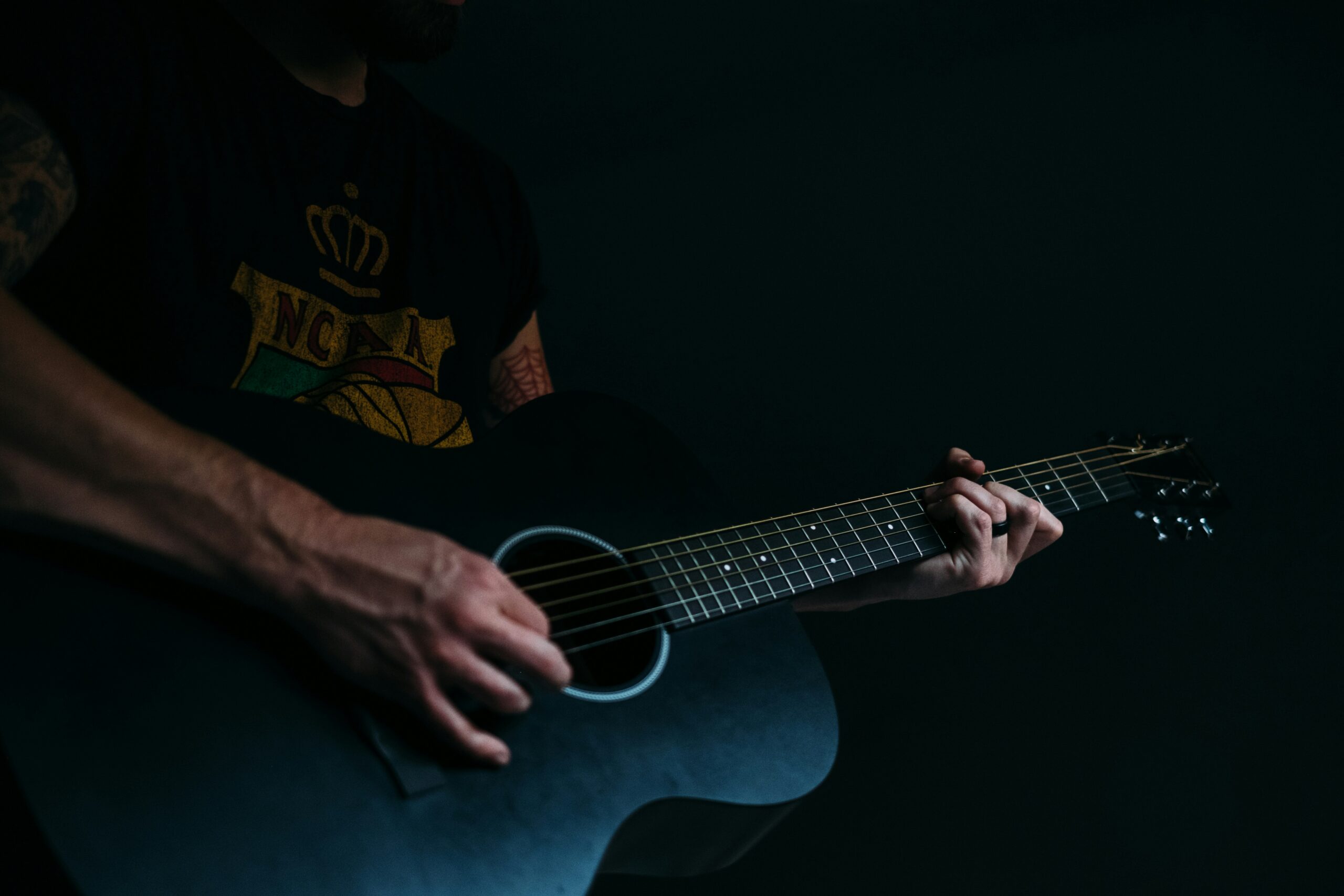 a man playing a guitar